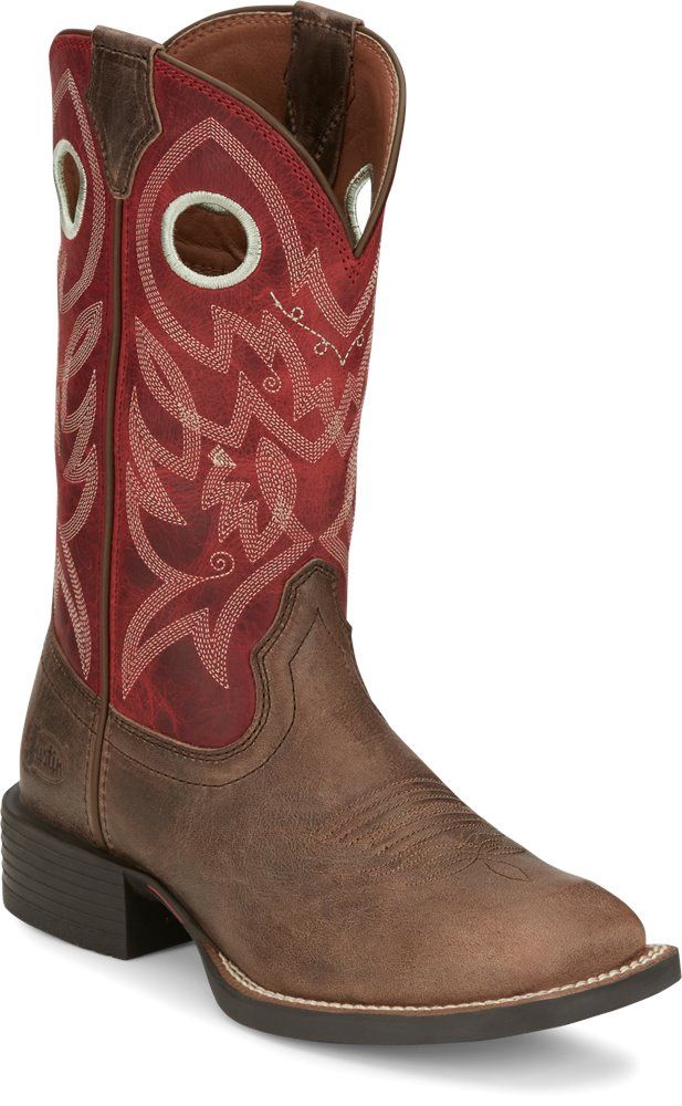 SE2802 WOMEN'S JUSTIN 11" LIBERTY RIVER FIERY RED / STONE GRAY SQUARE-TOE WESTERN BOOT