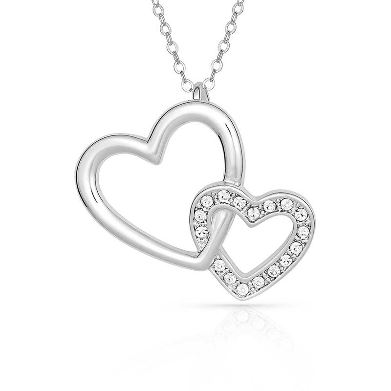 NC61120 MONTANA SILVERSMITHS SILVER DOUBLE HEART NECKLACE