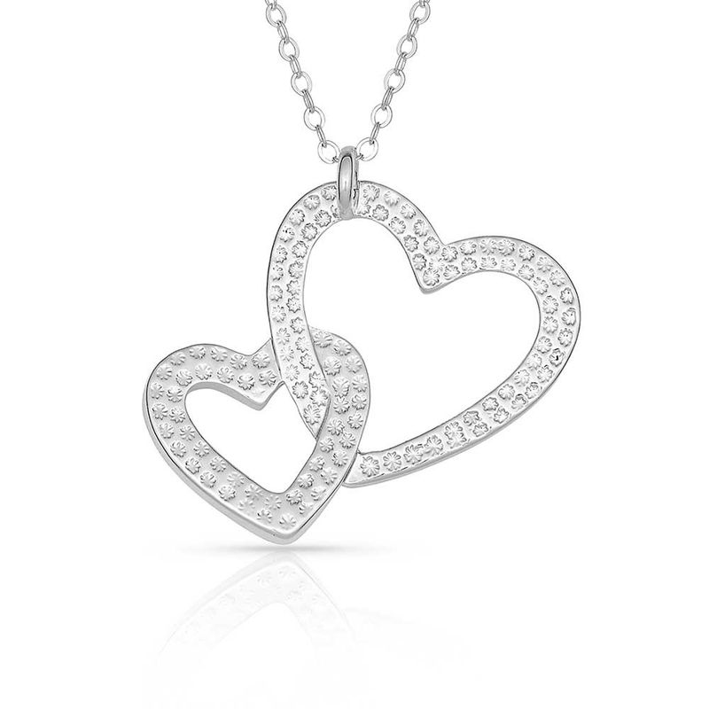 NC61120 MONTANA SILVERSMITHS SILVER DOUBLE HEART NECKLACE