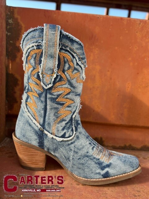 DI950 WOMEN'S DINGO 9" "YA'LL NEED DOLLY" BLUE DENIM FASHION BOOT
