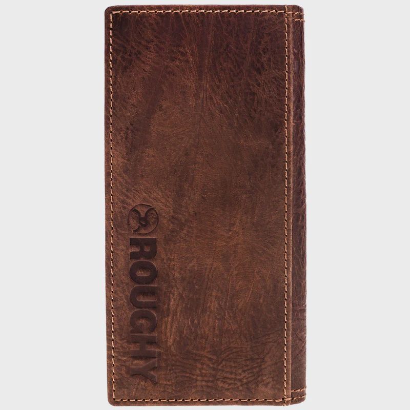 RW011-BRAZ HOOEY "ROUGHY" LASER CUT HANDS UP LEATHER RODEO WALLET WITH AZTEC INLAY