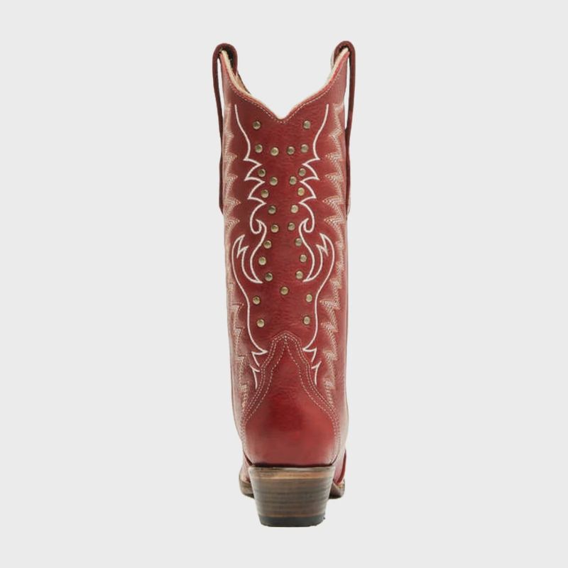 L6117 WOMEN'S CIRCLE G BY CORRAL 12" RED EMBROIDERY &amp; STUDS SNIP-TOE WESTERN FASHION BOOT