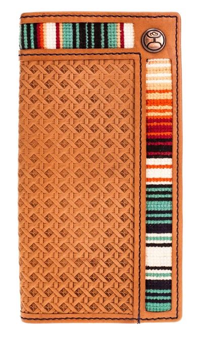 HW022-TNSP HOOEY "TARIO" HANDS UP BASKET WEAVE RODEO WALLET W/ EMBROIDERED SERAPE EDGE ACCENT