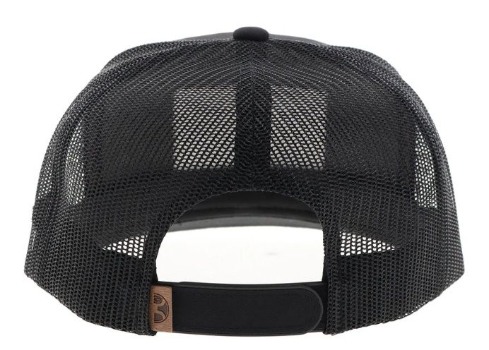 2510T-BK HOOEY "LIBERTY ROPER" BLACK 6-PANEL TRUCKER HAT W/ LEATHER PATCH - OSFA