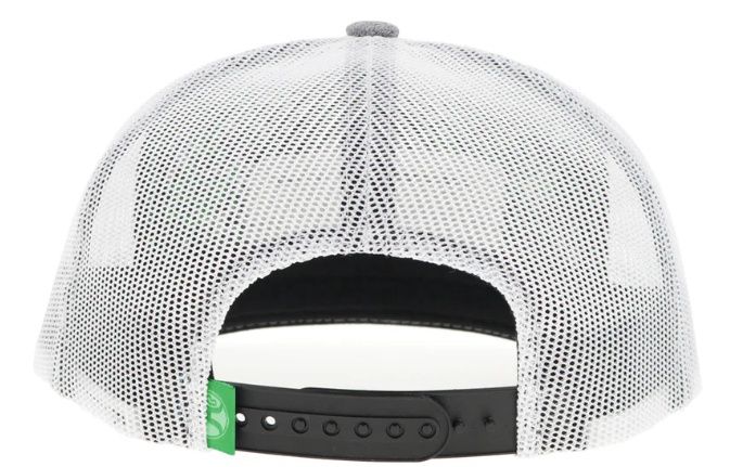 2435T-GYWH HOOEY "HORIZON" GRAY &amp; WHITE 6-PANEL TRUCKER HAT W/ GREEN, WHITE, &amp; BLACK PATCH - OSFA