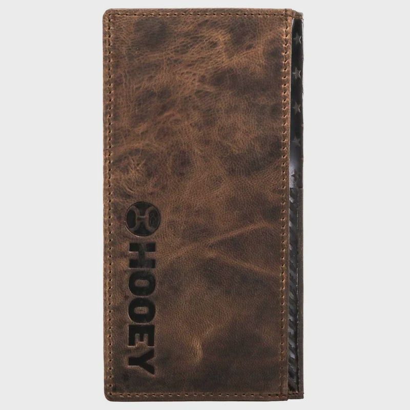 HW003-BRBK HOOEY "LIBERTY ROPER" ROPE EMBOSSED RODEO WALLET WITH LOGO RIVET