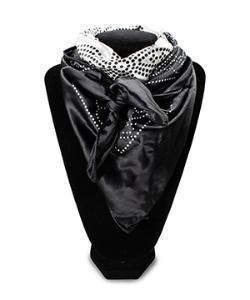 0910962 BLACK &amp; WHITE LACE PRINT 100% SILD 33" X 33" WILD RAG