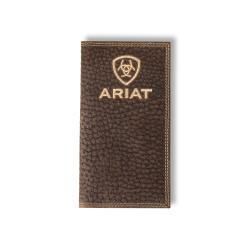 A3555902 ARIAT BROWN BULLHIDE RODEO WALLET WITH ARIAT LOGO EMBROIDERED