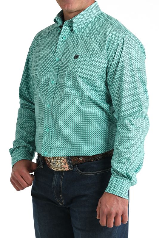 MTW1106034 MEN'S CINCH LONG-SLEEVE WESTERN BUTTON-DOWN SHIRT - BLUE TURQUOISE