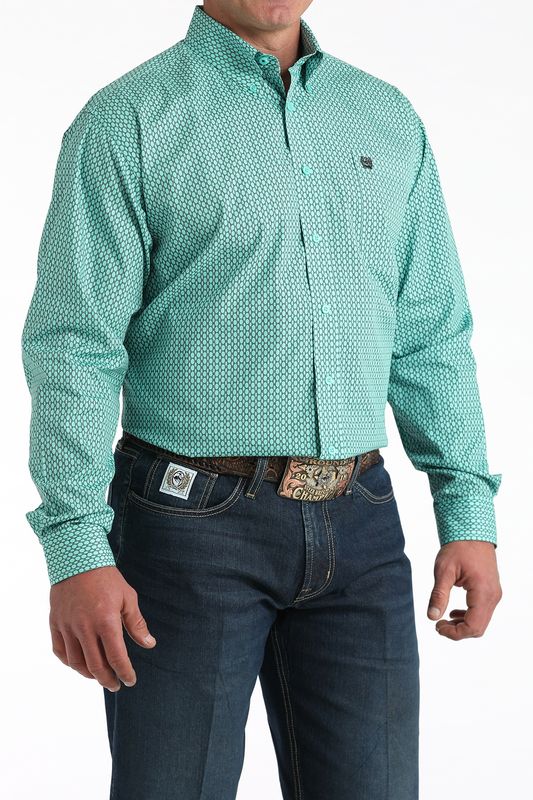 MTW1106034 MEN'S CINCH LONG-SLEEVE WESTERN BUTTON-DOWN SHIRT - BLUE TURQUOISE