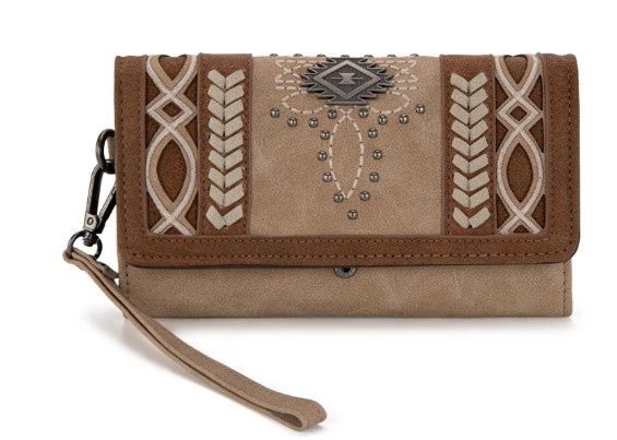 MW1325-W018 MONTANA WEST CUT-OUT EMBROIDERED COLLECTION WALLET - TAN