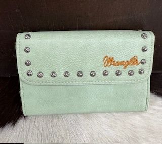 WG89-W001 WRANGLER ACCENTS TRI-FOLD KEY CHAIN WALLET -  LIME