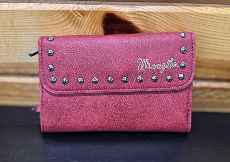WG89-W001 WRANGLER ACCENTS TRI-FOLD KEY CHAIN WALLET -  RED
