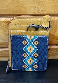 WG2203-W005 WRANGLER SOUTHWESTERN ART PRINT MINI ZIP CARD CASE - NAVY