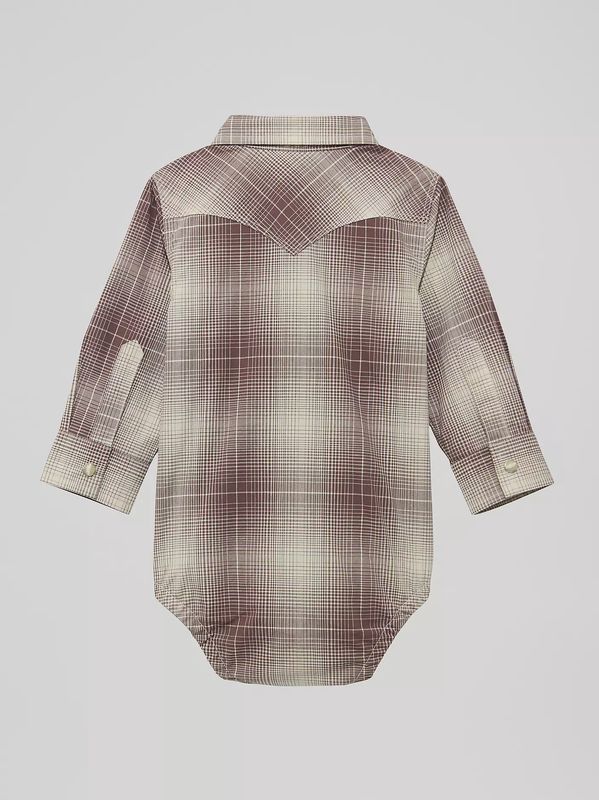 112374304 BABY BOY'S WRANGLER LONG-SLEEVE WESTERN SNAP BODY SUIT - MAHOGANY