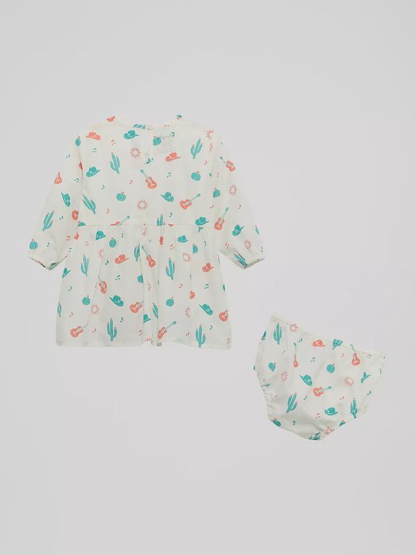112374989 LITTLE GIRL'S WRANGLER WESTERN ICON PRINTED RUFFLE DRESS