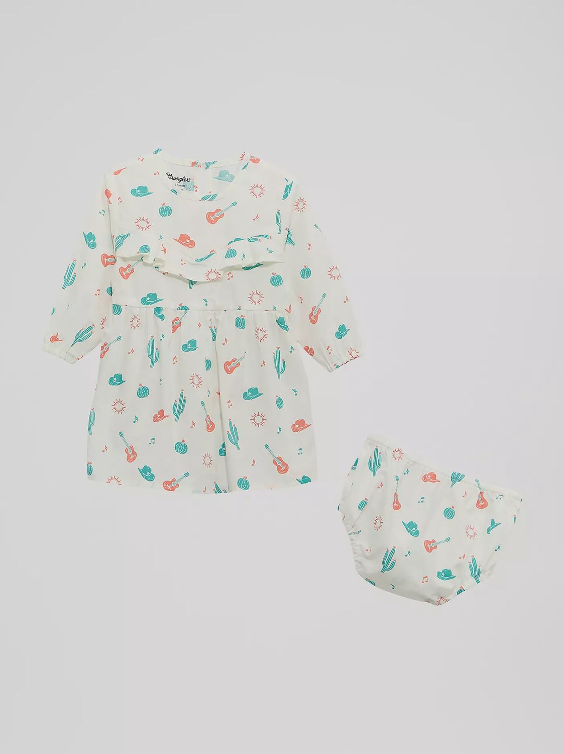 112374989 LITTLE GIRL'S WRANGLER WESTERN ICON PRINTED RUFFLE DRESS