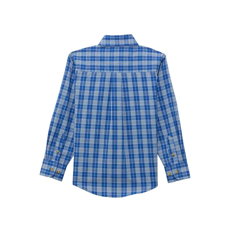 112374904 BOY'S WRANGLER RIATA LONG-SLEEVE BUTTON-DOWN WESTERN SHIRT - BLUE