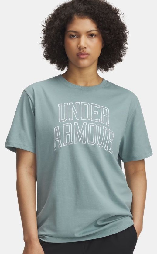 6007883-323 WOMEN'S UNDER ARMOUR OVER-SIZED CAMPUS LOGO TEE - GREEN