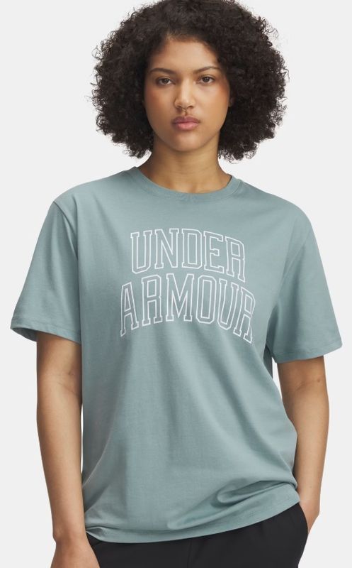6007883-323 WOMEN'S UNDER ARMOUR OVER-SIZED CAMPUS LOGO TEE - GREEN