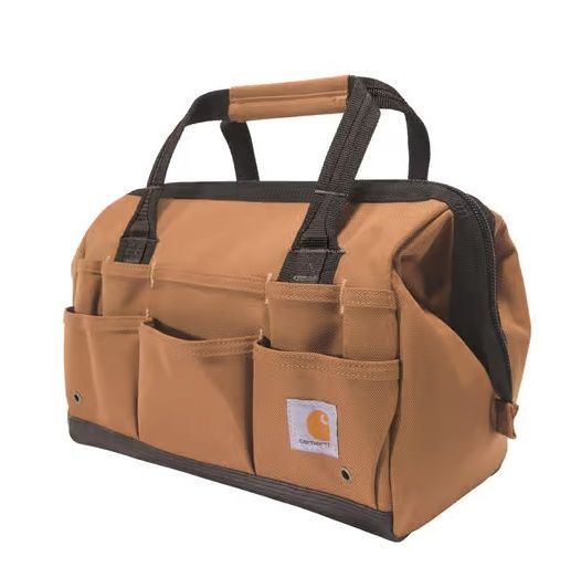 B000051721199 CARHARTT 14" 26 POCKET HEAVYWEIGHT TOOL BAG - BROWN