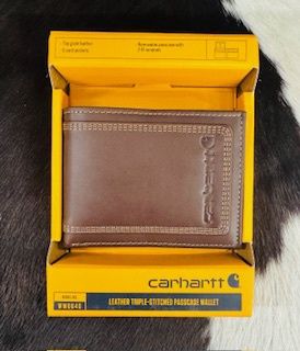 B000064020199 CARHARTT LEATHER TRIPLE STITCHED PASSCASE WALLET
