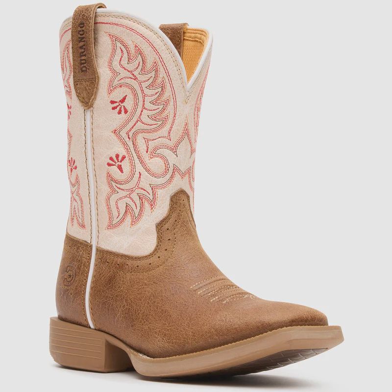 DBT0253Y YOUTH DURANGO SHYLOH HONEY TAN &amp; METALLIC PEACH SQUARE-TOE WESTERN BOOT