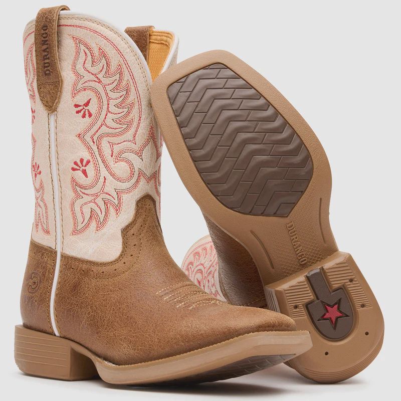 DBT0253C KID'S DURANGO SHYLOH HONEY TAN &amp; METALLIC PEACH SQUARE-TOE WESTERN BOOT