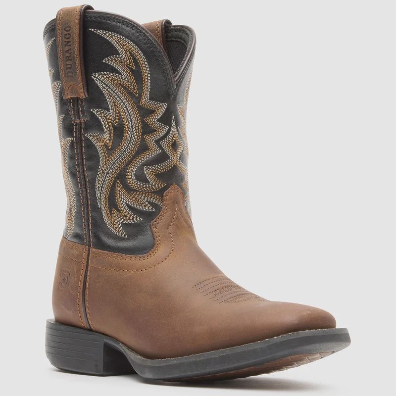 DBT0252C KID'S DURANGO SHYLOH BROWN &amp; BLACK SQUARE-TOE WESTERN BOOT