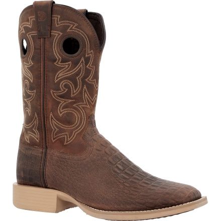 DDB0530 MEN'S DURANGO SHYLOH 11" TRAIL BROWN &amp; NICOTINE CROCO PRINT SQUARE-TOE WESTERN BOOT