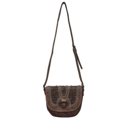 MW747-8360CF MONTANA WEST CONCHO COLECTION FLORAL EMBOSSED CROSSBODY SADDLE BAG