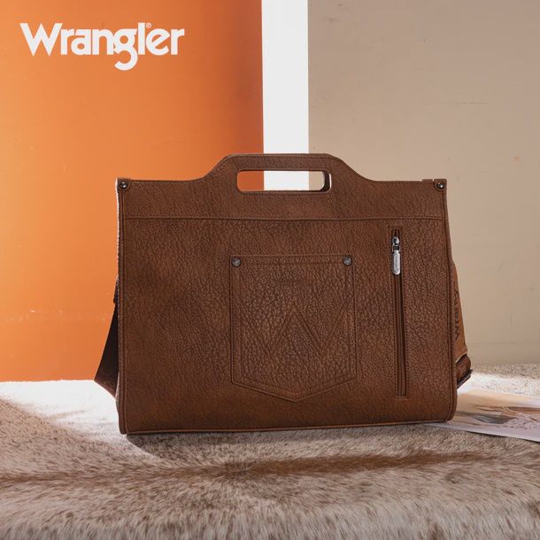 WG283-014BR WRANGLER GENUINCE COWHIDE CARRY-ALL COWHIDE LARGE TOTE / CROSSBODY
