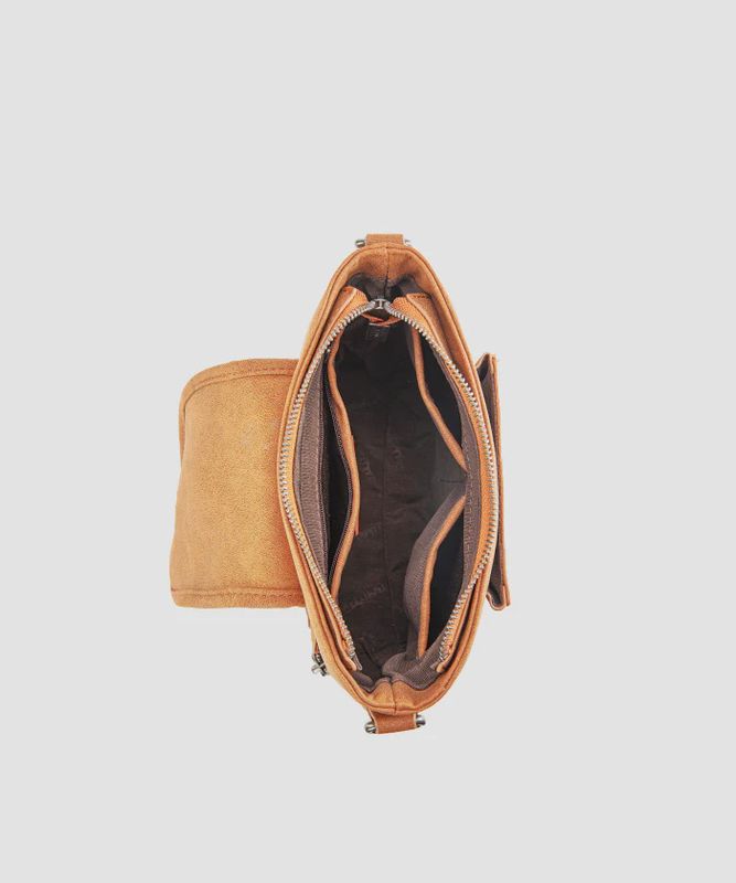 TR185G-9360TN TRINITY RANCH GENUINCE HAIR-ON COWHIDE TOOLED CONCEALED CARRY CROSSBODY BAG