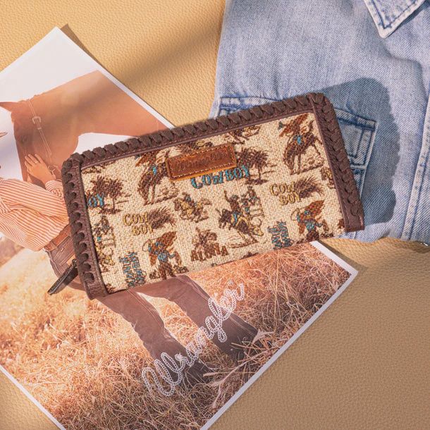 WG60-W022TN WRANGLER VINTAGE RETRO COWBOY COOL PRINT WALLET