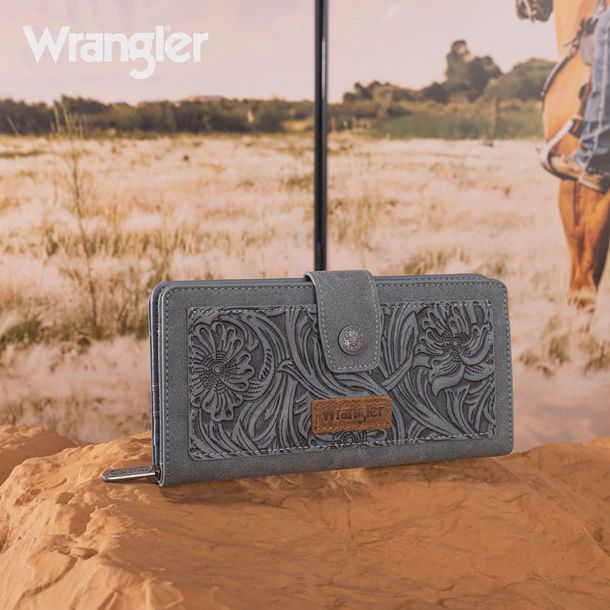 WG339-W080JN WRANGLER WESTERN FLORAL TOOLED WALLET