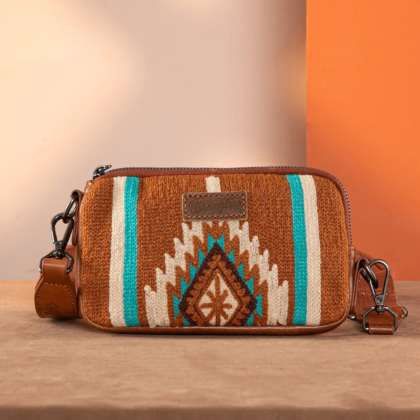 WG174-1833BR WRANGLER SOUTHWESTERN KNITTED MINI CROSSBODY