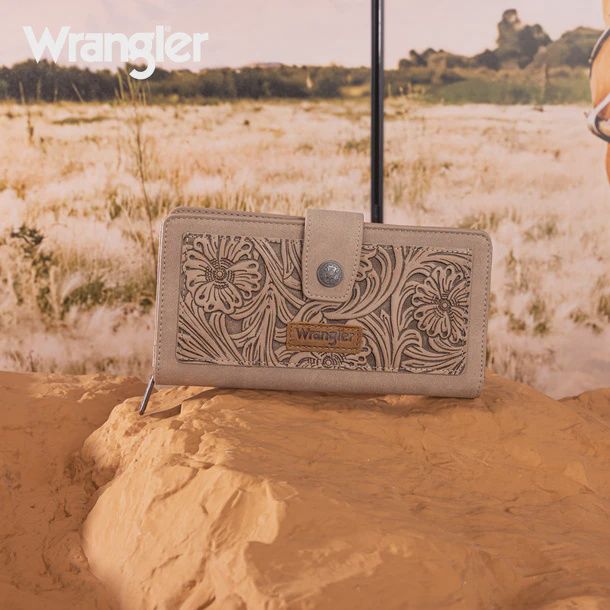 WG339-W080KH WRANGLER WESTERN FLORAL TOOLED WALLET