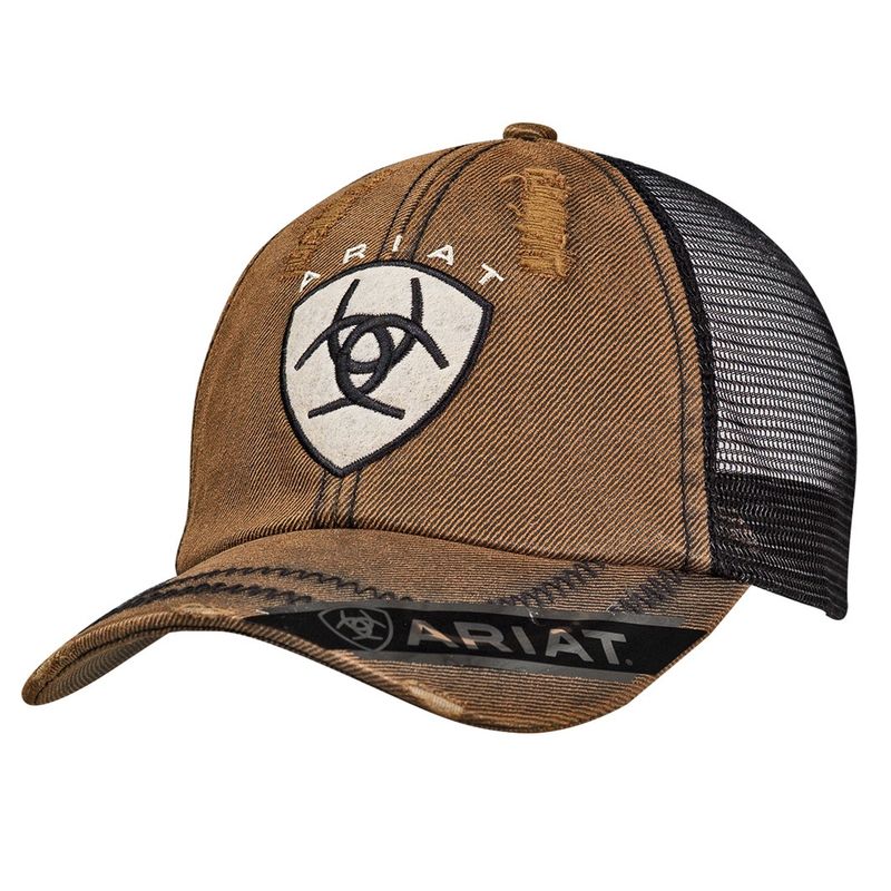 15227133 ARIAT BROWN &amp; BLACK LOGO HAT
