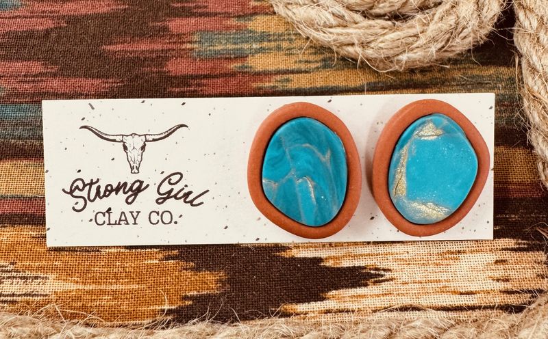 STRONG GIRL CLAY CO TURQUOISE RUSTIC STUDS