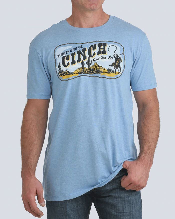 MTT1690721 MEN'S CINCH BLUE GRAPHIC LOGO SHORT-SLEEVE TEE