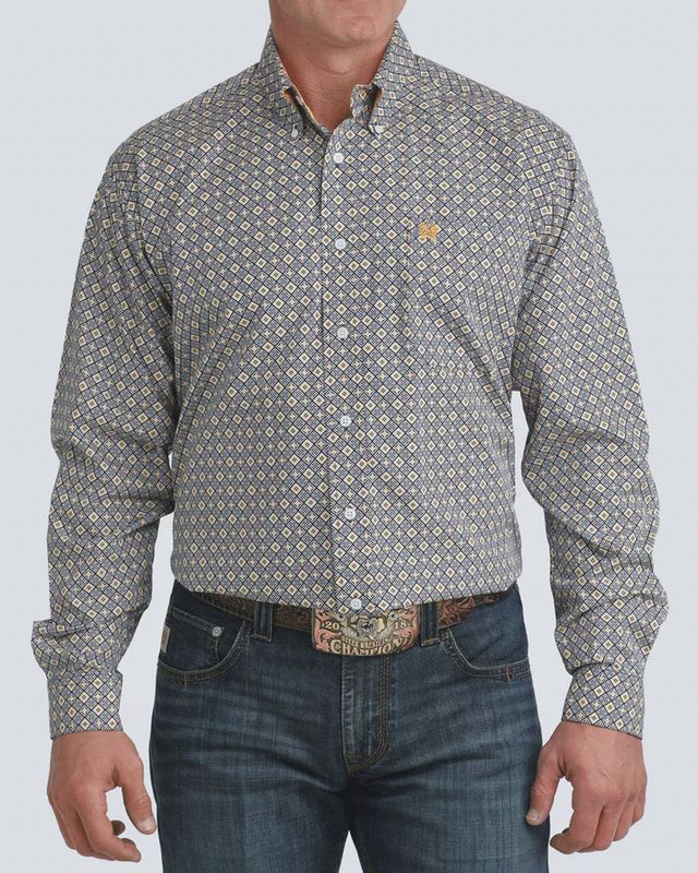 MTW1106073 MEN'S CINCH ROYAL PRINT LONG-SLEEVE WESTERN SHIRT MTW1106073 MEN'S CINCH ROYAL PRINT LONG-SLEEVE WESTERN SHIRT