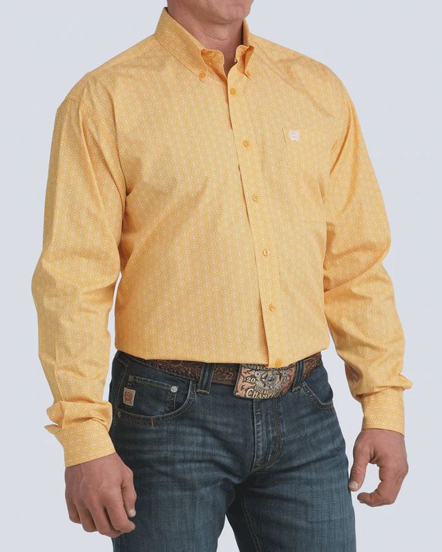 MTW1106070 MEN'S CINCH GOLD PRINT LONG-SLEEVE WESTERN SHIRT