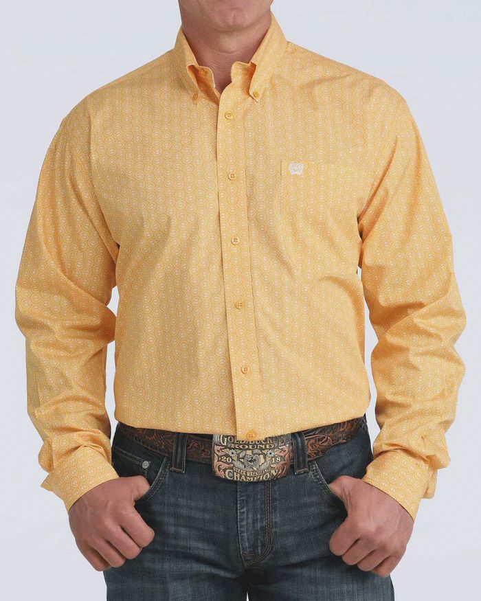 MTW1106070 MEN'S CINCH GOLD PRINT LONG-SLEEVE WESTERN SHIRT