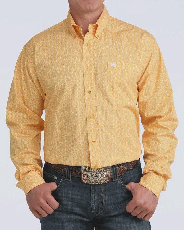 MTW1106070 MEN'S CINCH GOLD PRINT LONG-SLEEVE WESTERN SHIRT MTW1106070 MEN'S CINCH GOLD PRINT LONG-SLEEVE WESTERN SHIRT