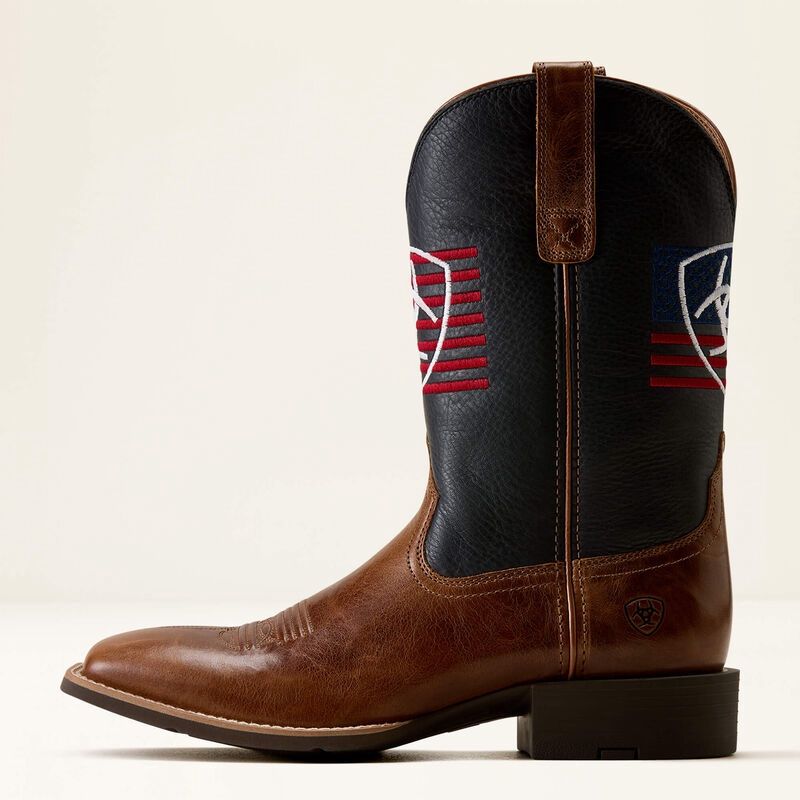 10080397 MEN'S ARIAT 11" NAVY / DARK TAN "SPORT FREEDOM" SQUARE-TOE WESTERN BOOT