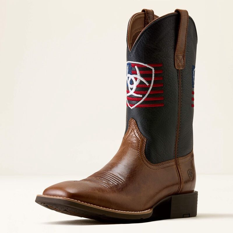 10080397 MEN'S ARIAT 11" NAVY / DARK TAN "SPORT FREEDOM" SQUARE-TOE WESTERN BOOT