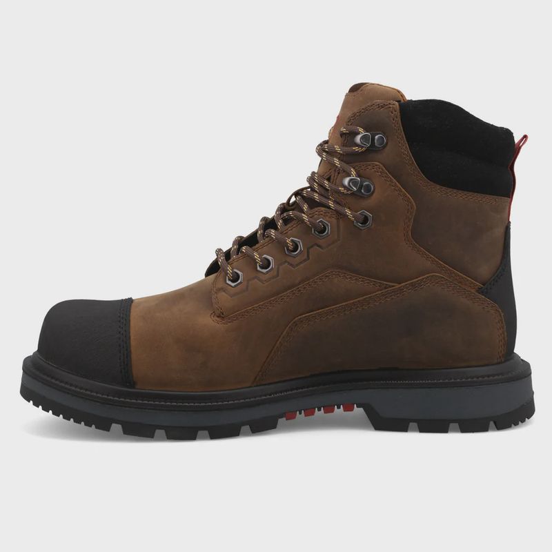 MDANW01 MEN'S TWISTED X *USA BUILT* 6" BROWN &amp; BLACK WATERPROOF NANO SAFETY TOE WORK LACER