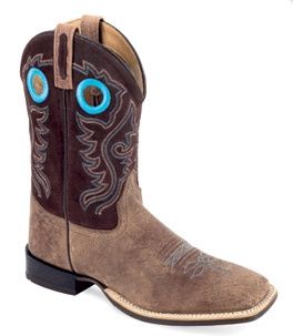 BSM1923 MEN'S OLD WEST 11" BROWN W/ BLUE STITCHING SQUARE-TOE WESTERN BOOT