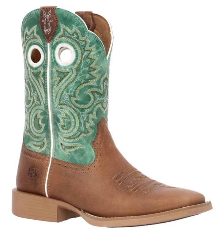 DRD0515 WOMEN'S DURANGO SHYLOH 10" JADE GREEN &amp; MOCHA SQUARE-TOE WESTERN BOOT