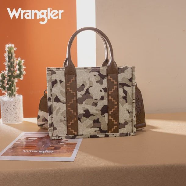 WG286-8120S WRANGLER CAMO PRINT TOTE / CROSSBODY - BROWN